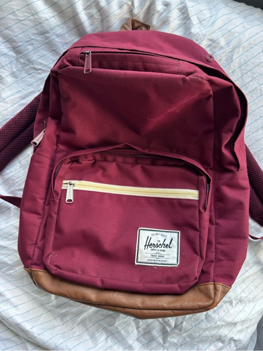 Herschel Supply Company Maroon & Tan Backpack with Front Pocket
